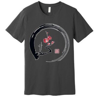 Cherry Blossom Japanese Ink Painting Premium T-Shirt