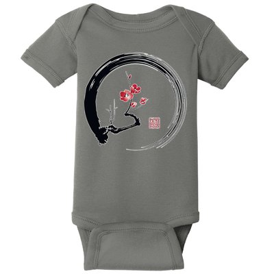 Cherry Blossom Japanese Ink Painting Baby Bodysuit