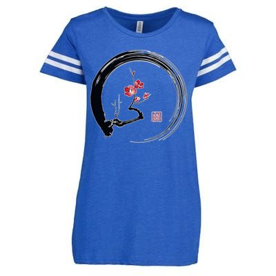 Cherry Blossom Japanese Ink Painting Enza Ladies Jersey Football T-Shirt