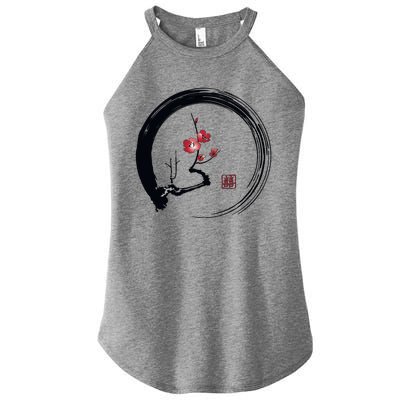 Cherry Blossom Japanese Ink Painting Women's Perfect Tri Rocker Tank