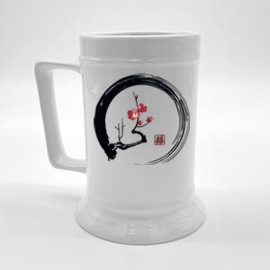 Cherry Blossom Japanese Ink Painting Beer Stein