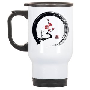 Cherry Blossom Japanese Ink Painting Stainless Steel Travel Mug