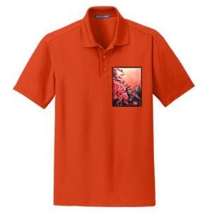 Cherry Blossom Painting Dry Zone Grid Polo