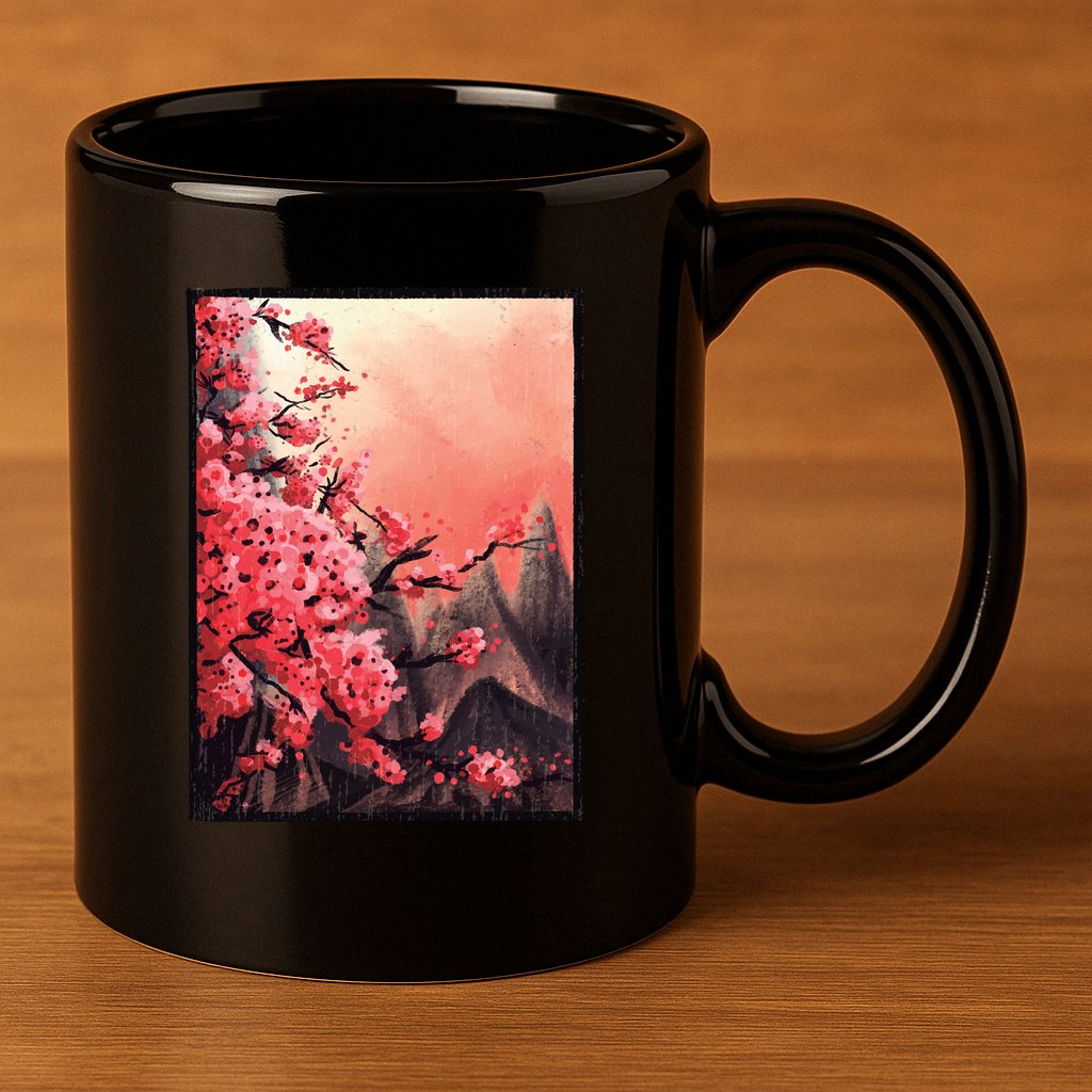 Cherry Blossom Painting 11oz C Handle Ceramic Mug