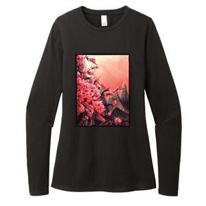 Cherry Blossom Painting Womens CVC Long Sleeve Shirt