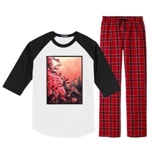 Cherry Blossom Painting Raglan Sleeve Pajama Set