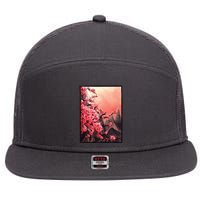 Cherry Blossom Painting 7 Panel Mesh Trucker Snapback Hat