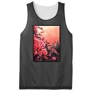 Cherry Blossom Painting Mesh Reversible Basketball Jersey Tank