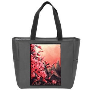 Cherry Blossom Painting Zip Tote Bag