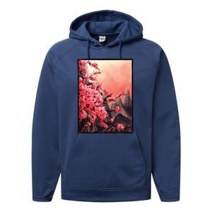 Cherry Blossom Painting Performance Fleece Hoodie