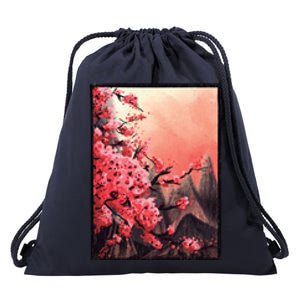 Cherry Blossom Painting Drawstring Bag