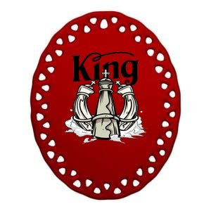 Chess King Ceramic Oval Ornament