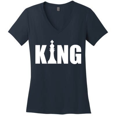 Chess King of the Game Logo Women's V-Neck T-Shirt