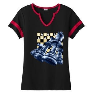 Chess Pieces Ladies Halftime Notch Neck Tee