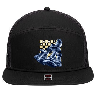 Chess Pieces 7 Panel Mesh Trucker Snapback Hat