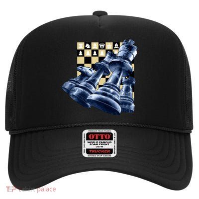 Chess Pieces High Crown Mesh Back Trucker Hat
