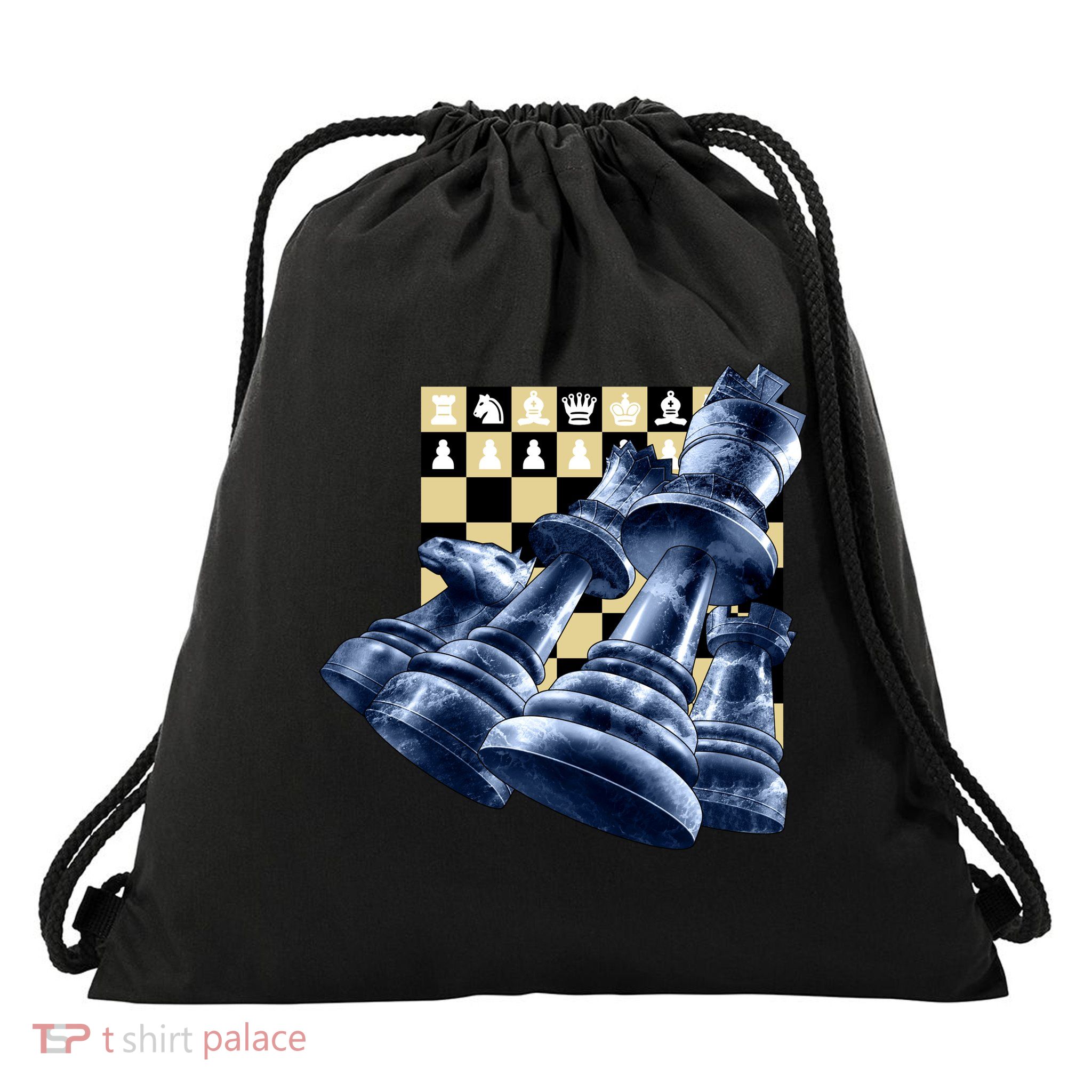 Chess Pieces Drawstring Bag