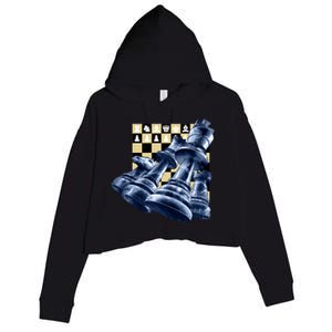 Chess Pieces Crop Fleece Hoodie