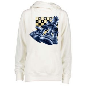 Chess Pieces Womens Funnel Neck Pullover Hood