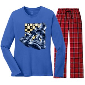 Chess Pieces Women's Long Sleeve Flannel Pajama Set 