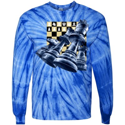 Chess Pieces Tie-Dye Long Sleeve Shirt