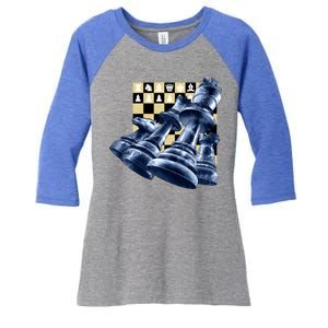 Chess Pieces Women's Tri-Blend 3/4-Sleeve Raglan Shirt