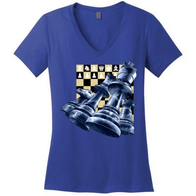 Chess Pieces Women's V-Neck T-Shirt