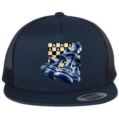 Chess Pieces Flat Bill Trucker Hat