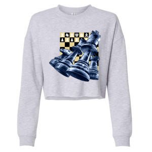 Chess Pieces Cropped Pullover Crew