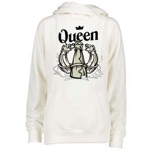 Chess Queen Womens Funnel Neck Pullover Hood