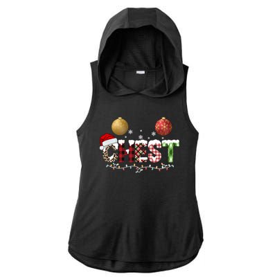 Chest Holiday Festive Christmas Ladies PosiCharge Tri-Blend Wicking Draft Hoodie Tank