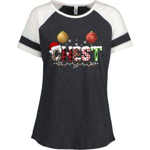 Chest Holiday Festive Christmas Enza Ladies Jersey Colorblock Tee