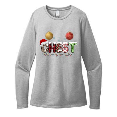 Chest Holiday Festive Christmas Womens CVC Long Sleeve Shirt