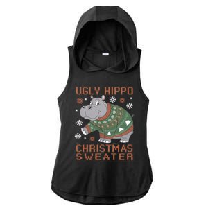 Christmas Hippopotamus Funny Snowflake And Reindeer Design Gift Ladies PosiCharge Tri-Blend Wicking Draft Hoodie Tank