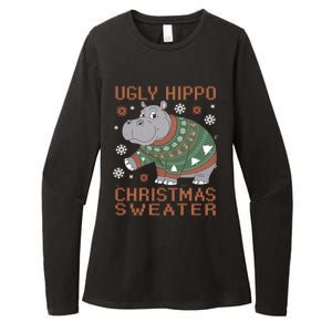 Christmas Hippopotamus Funny Snowflake And Reindeer Design Gift Womens CVC Long Sleeve Shirt