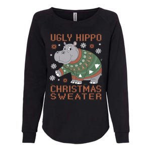 Christmas Hippopotamus Funny Snowflake And Reindeer Design Gift Womens California Wash Sweatshirt