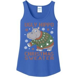 Christmas Hippopotamus Funny Snowflake And Reindeer Design Gift Ladies Essential Tank