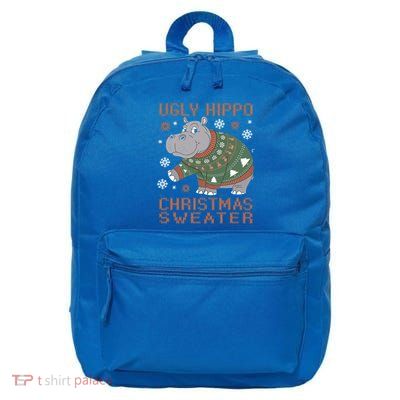 Christmas Hippopotamus Funny Snowflake And Reindeer Design Gift 16 in Basic Backpack