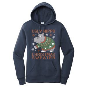 Christmas Hippopotamus Funny Snowflake And Reindeer Design Gift Women's Pullover Hoodie