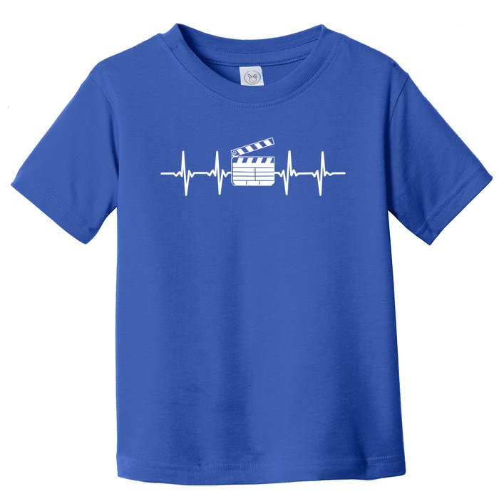 Clapperboard Heartbeat Funny Ekg Filmmaker Film Lover Gift Toddler T-Shirt