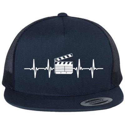 Clapperboard Heartbeat Funny Ekg Filmmaker Film Lover Gift Flat Bill Trucker Hat