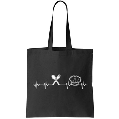 Chef Heartbeat Funny Culinary Chef Gift Cooking Lover TShirt Tote Bag