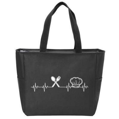 Chef Heartbeat Funny Culinary Chef Gift Cooking Lover TShirt Zip Tote Bag