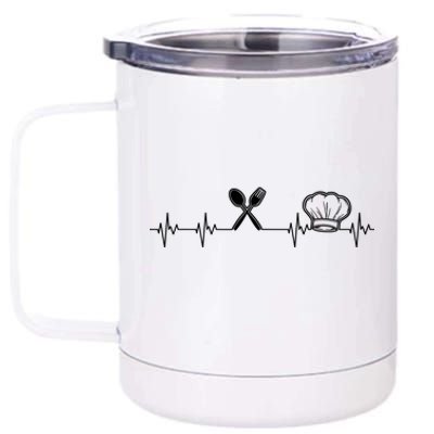 Chef Heartbeat Funny Culinary Chef Gift Cooking Lover TShirt 12 oz Stainless Steel Tumbler Cup