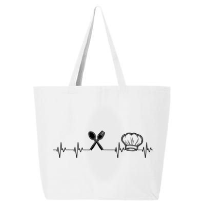 Chef Heartbeat Funny Culinary Chef Gift Cooking Lover TShirt 25L Jumbo Tote