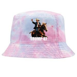 Cow Hat For Trump 2024 Horses Cow Women Trump 4 47 Tie-Dyed Bucket Hat