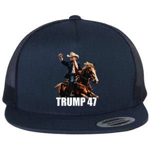 Cow Hat For Trump 2024 Horses Cow Women Trump 4 47 Flat Bill Trucker Hat