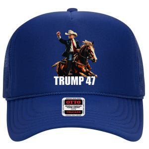 Cow Hat For Trump 2024 Horses Cow Women Trump 4 47 High Crown Mesh Back Trucker Hat