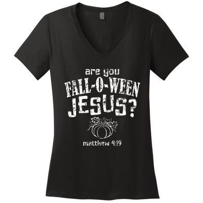 Christian Halloween Fall O Ween Jesus Women's V-Neck T-Shirt