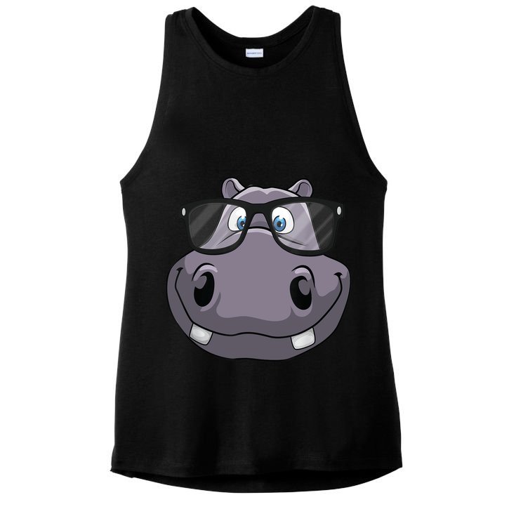 Cool Hippo For Reading Hippopotamus Zoo Ladies PosiCharge Tri-Blend Wicking Tank